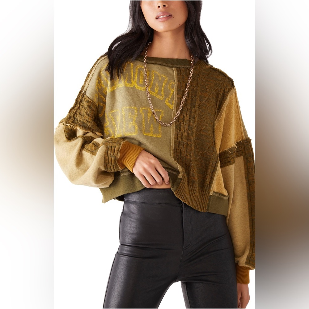 Free People Stateside mixed media crew neck